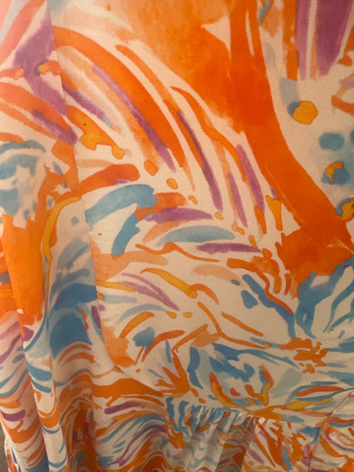 Orange Print Babydoll Dress
