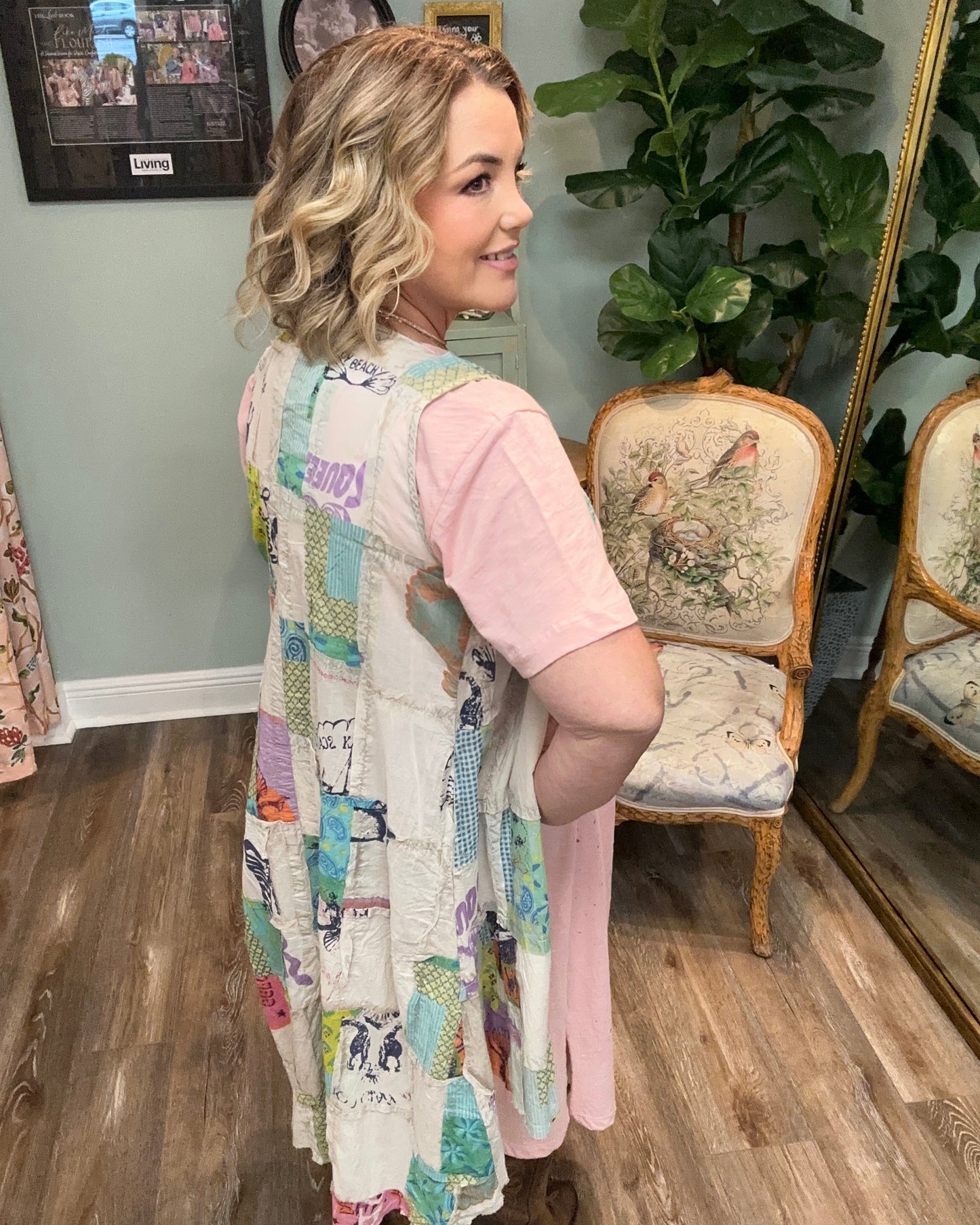 Printed Patchwork Hi-low Flowy Kimono
