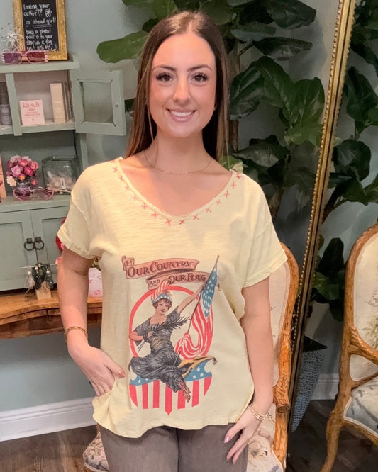 Our Country Our Flag Distressed Top