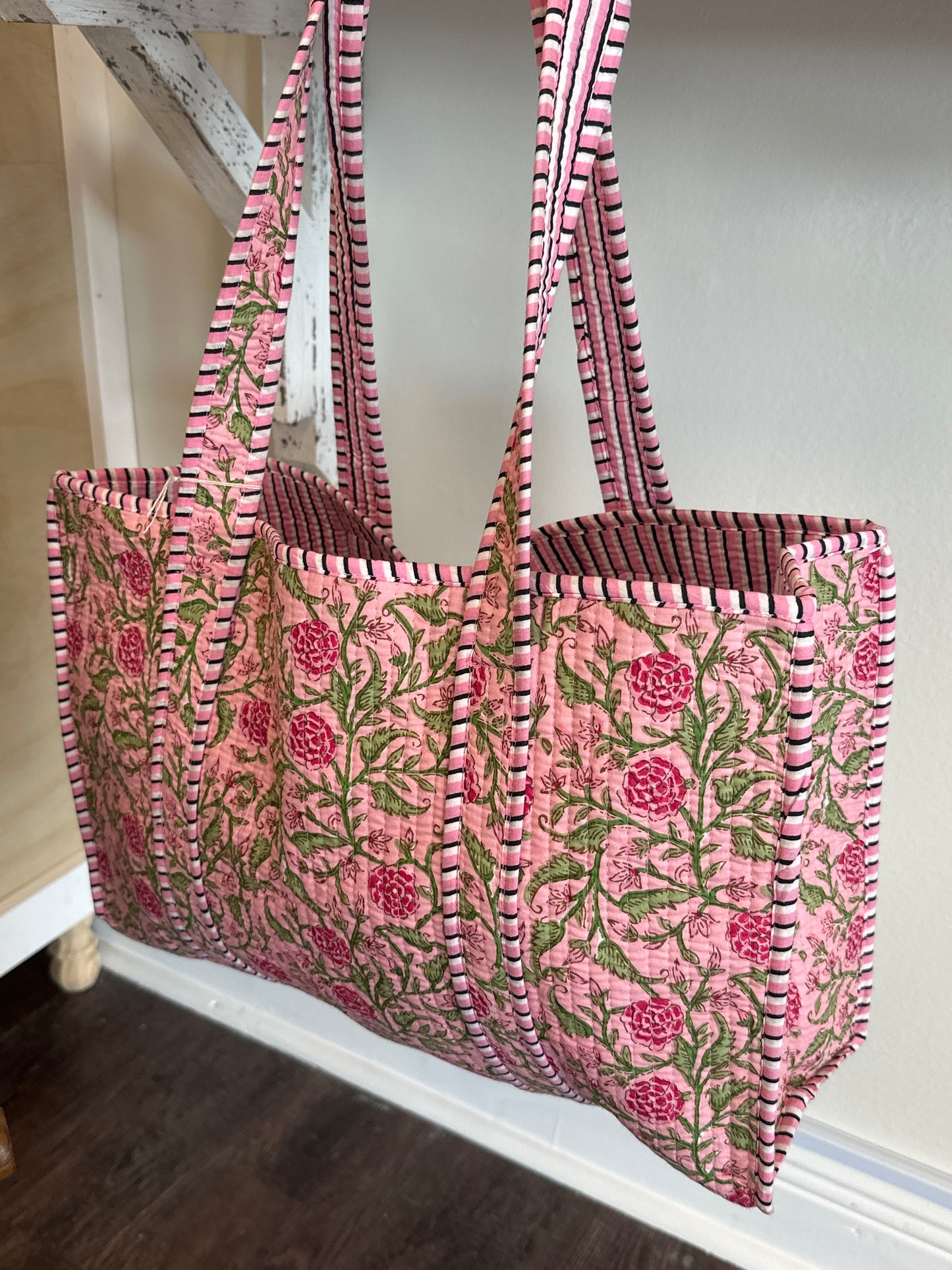 Claire Pink Floral Pattern Tote