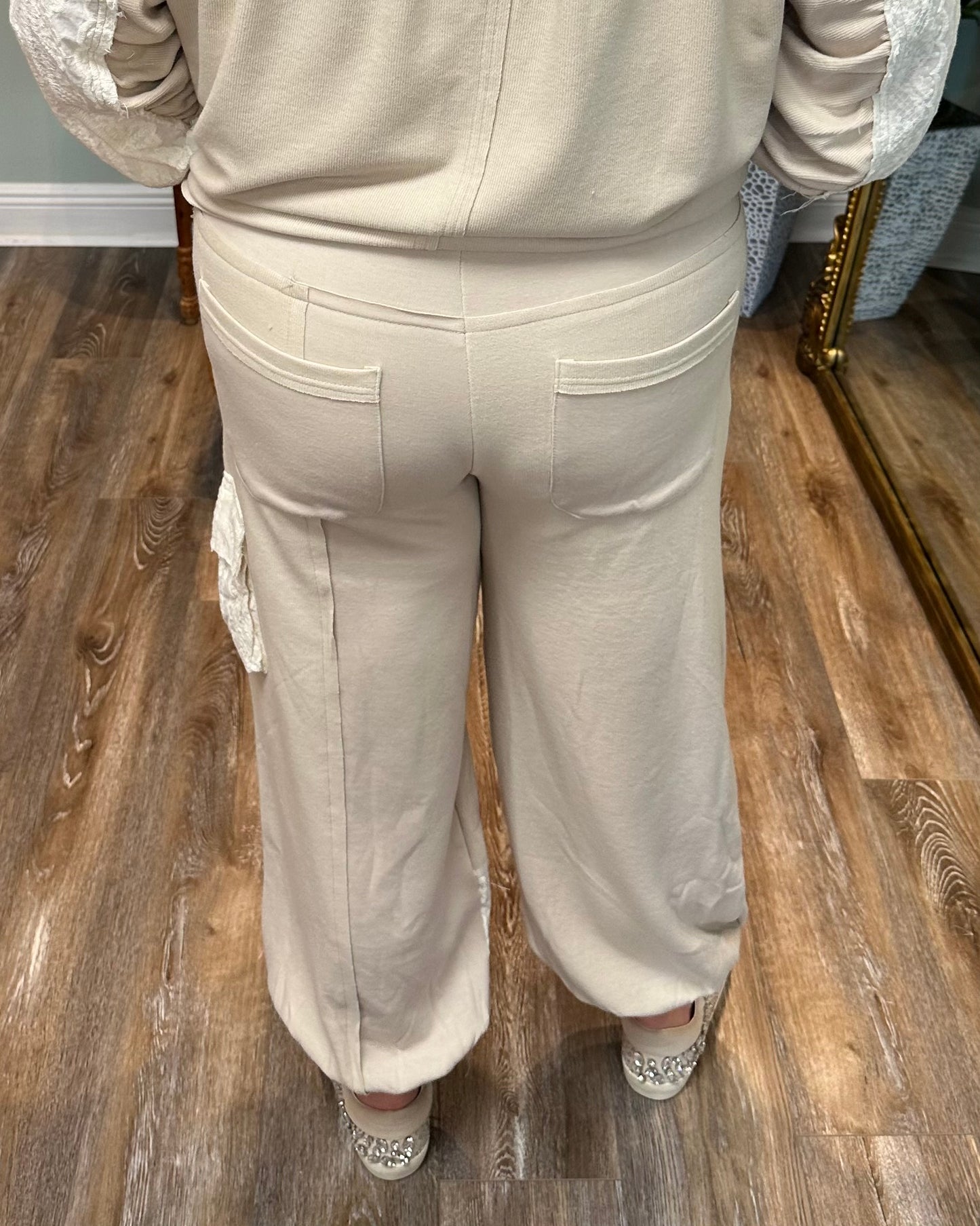 Almond Knit and Lace Relaxed Fit Jogger