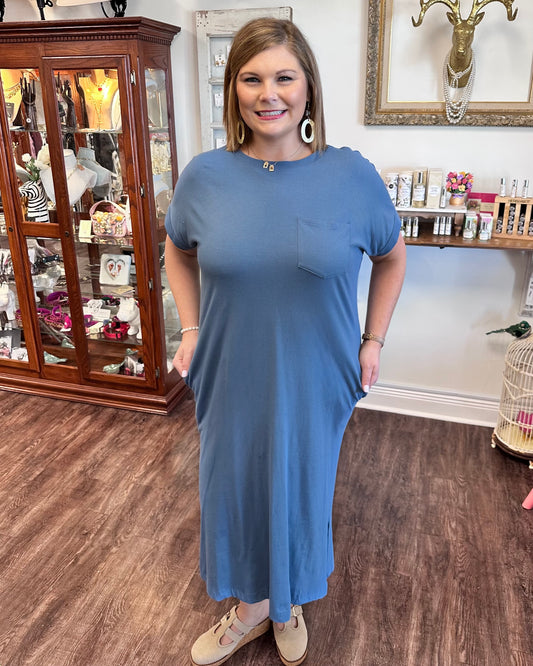 Round Neck Midi Dress - Plus