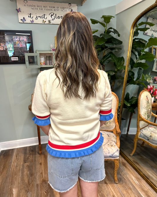 Sequin Knit Flag Top