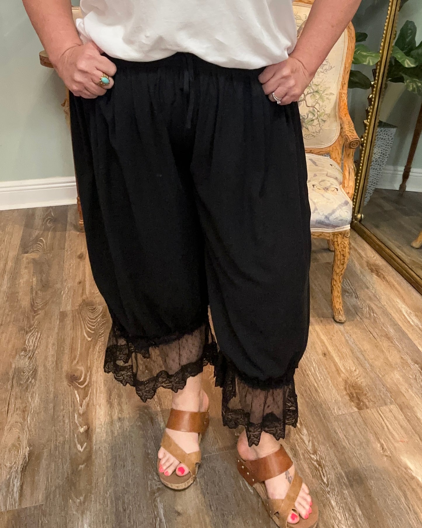 Black Lace Trim Pant