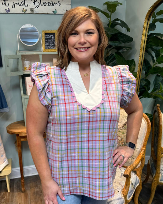 Lavender Plaid Top