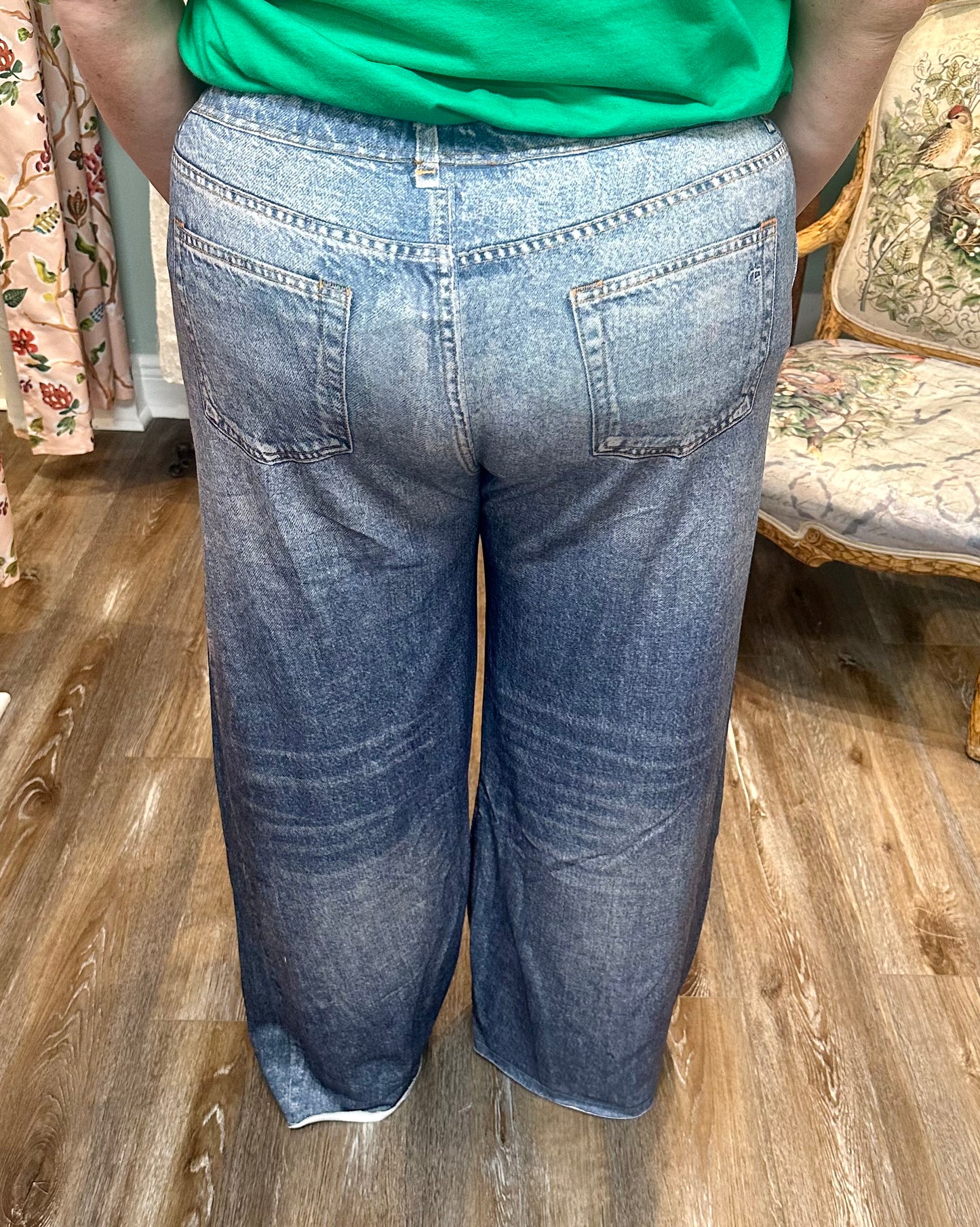 Straight Leg High Rise Faux Denim