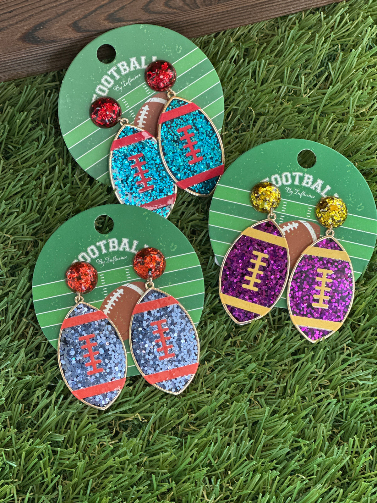 Glitter Football Earrings