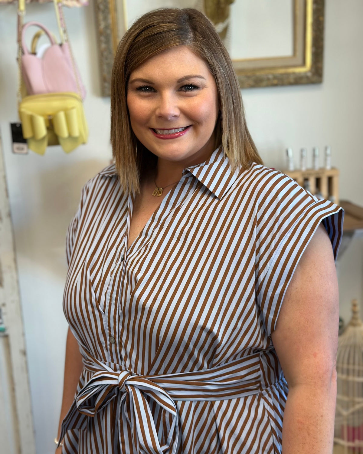 Striped Blue/Brown Dress
