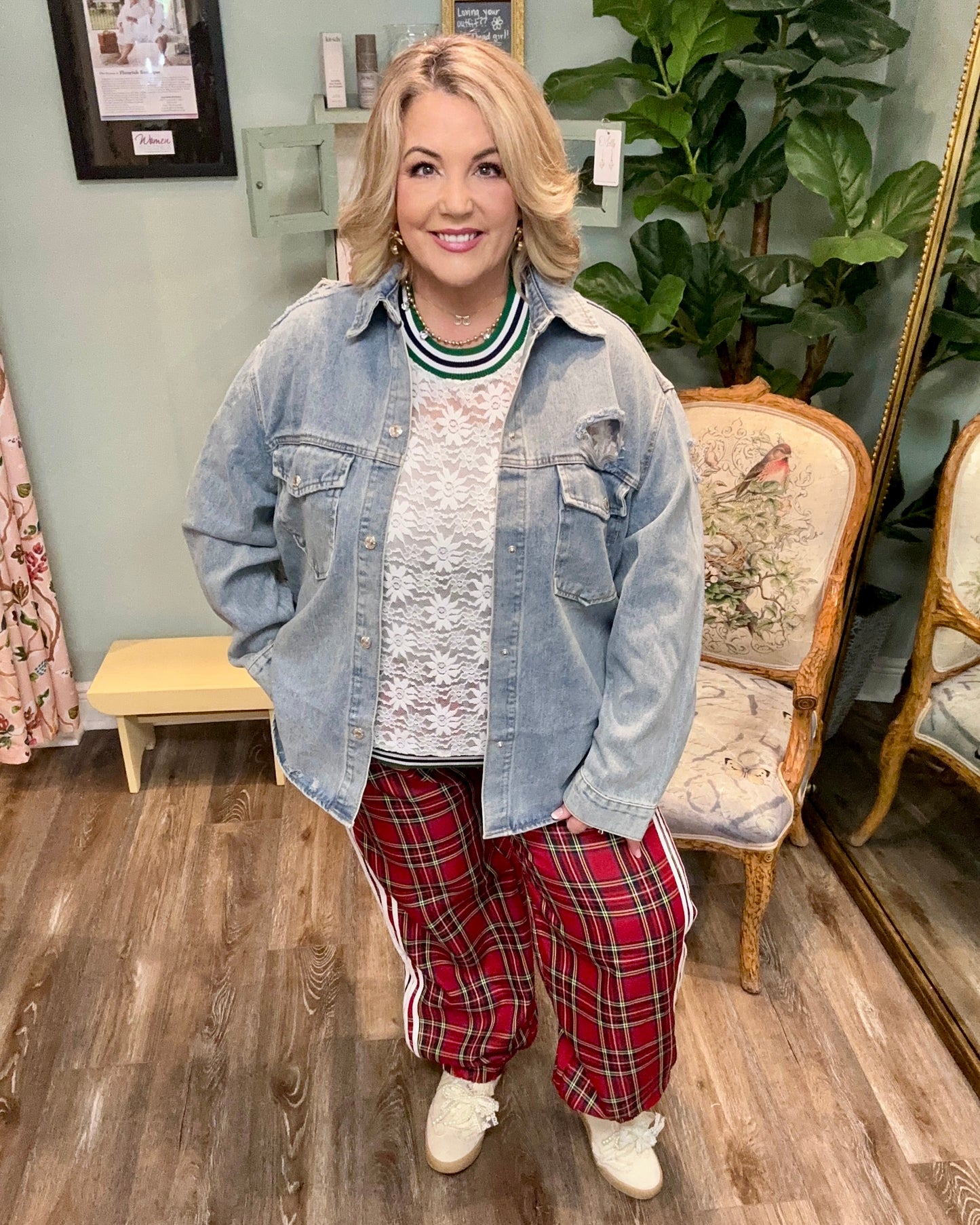 Side Lines Plaid Track Pants