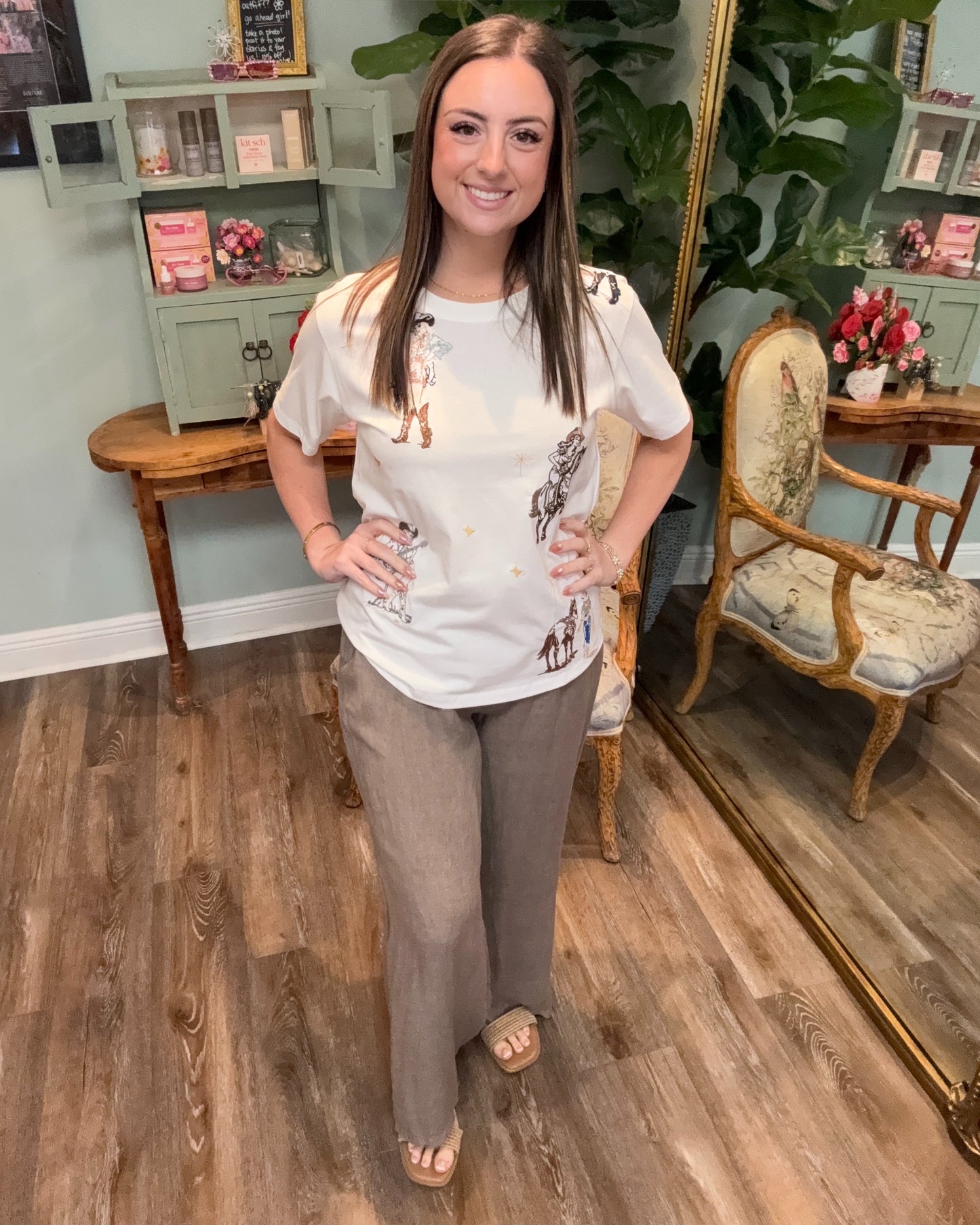 Western Motif Embroidered Tee