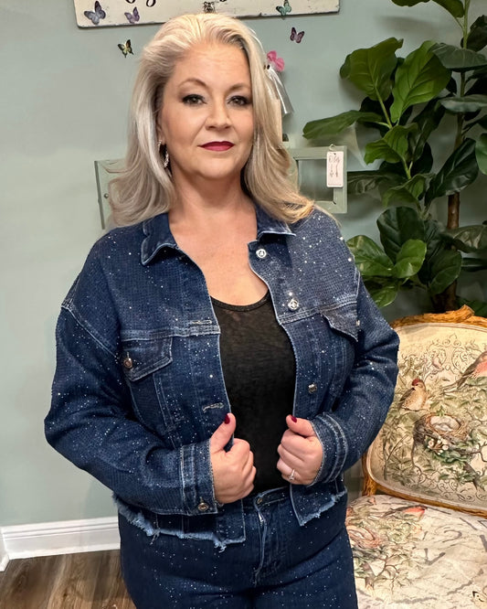 Dark Denim Bedazzled Jacket
