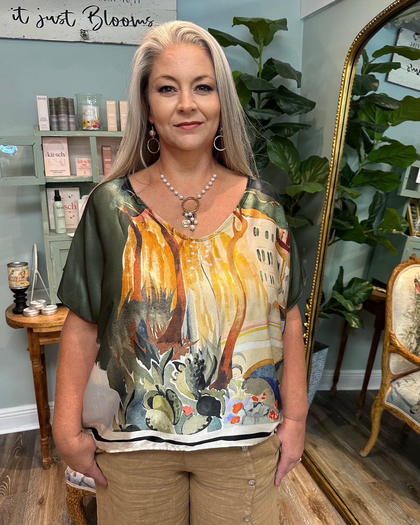 Silk Italian Village Printed Top