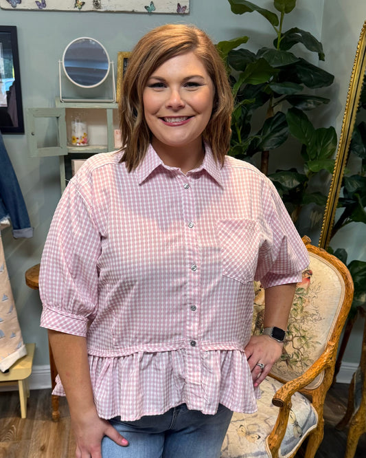 Light Pink Gingham Top