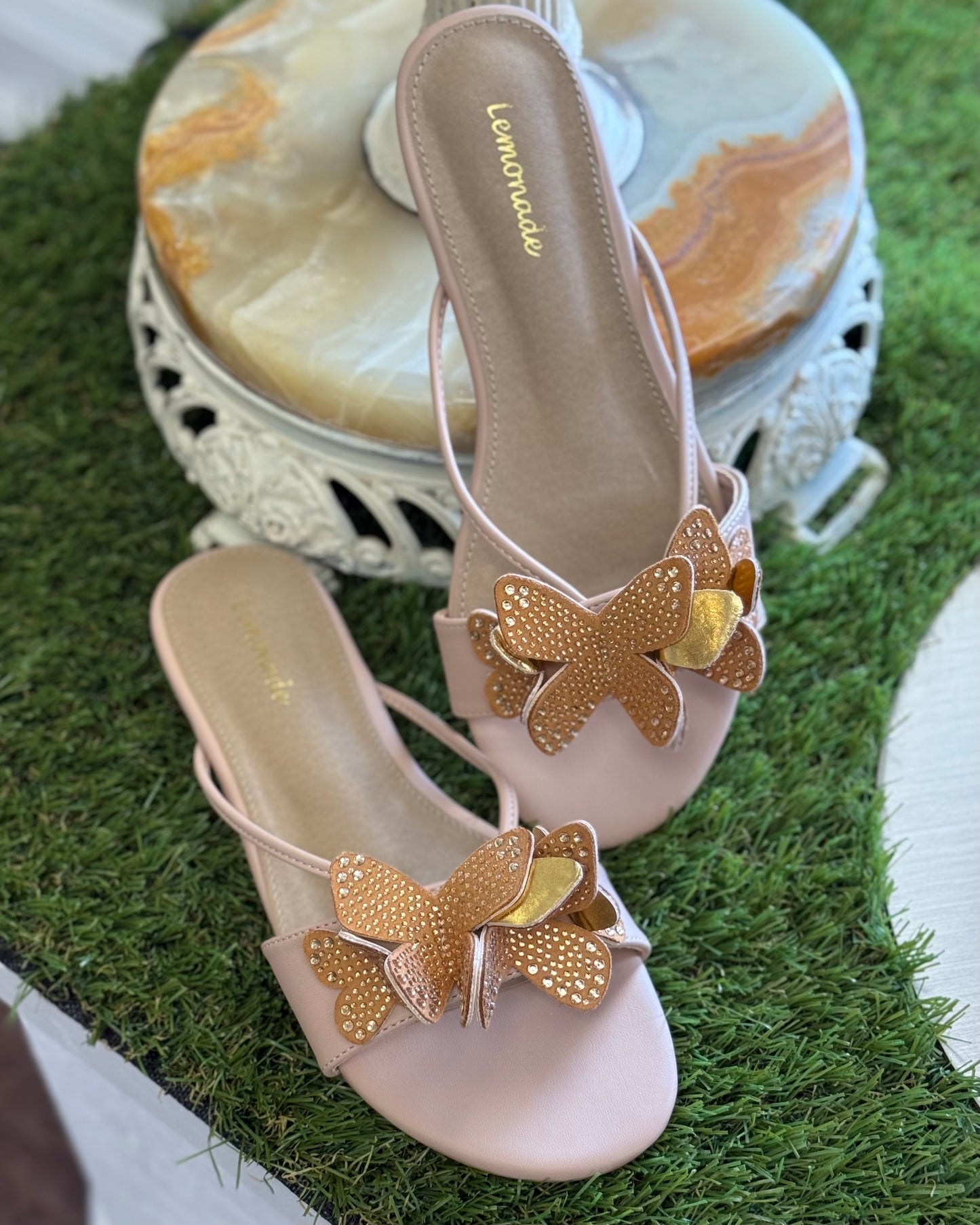 Sabetha Sandals with Sparkle Butterfly Design