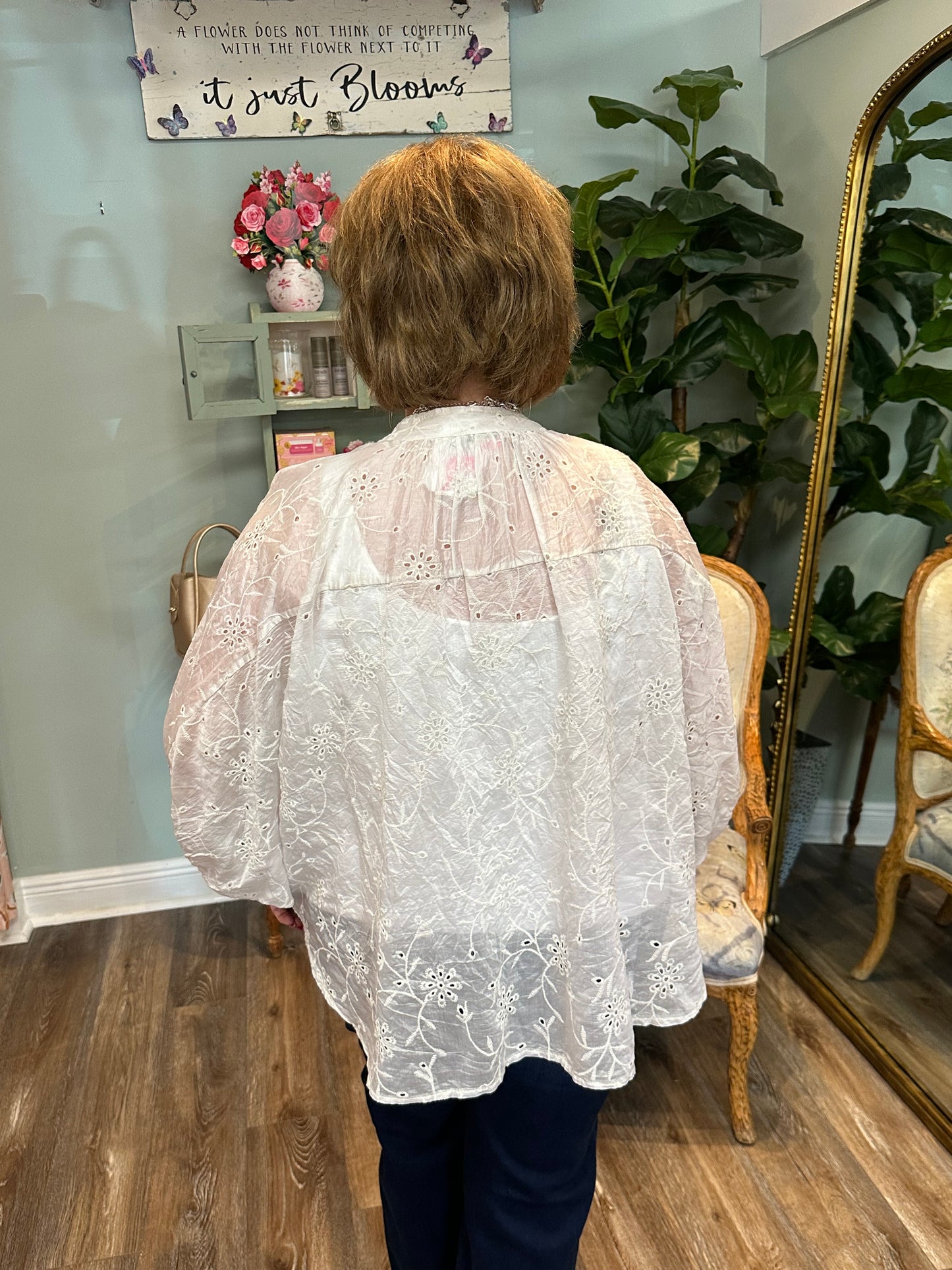 Cotton Eyelet Button Up