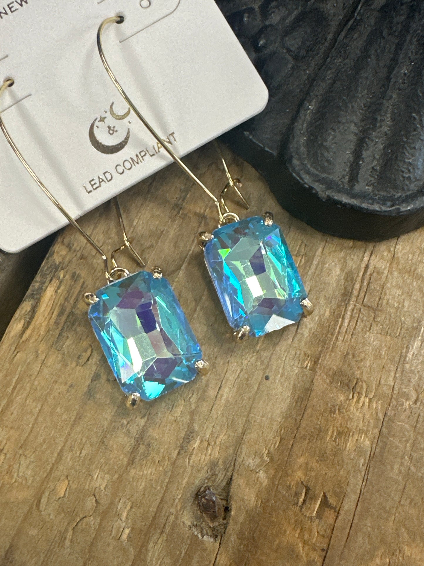 Emerald Cut Jeweled Drop Earrings
