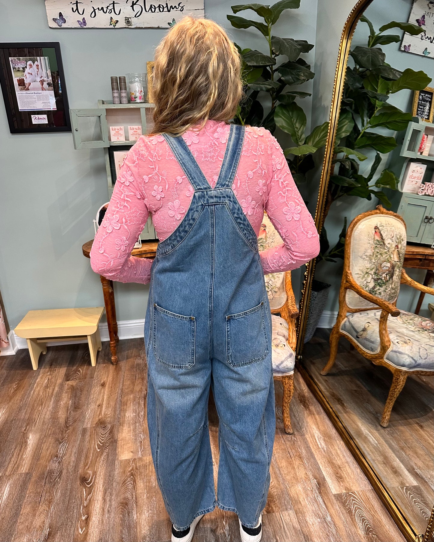 Western Wide Leg Denim Coveralls