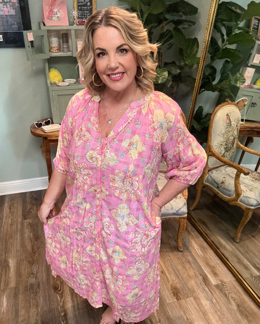 Pink Multi Button Down Maxi