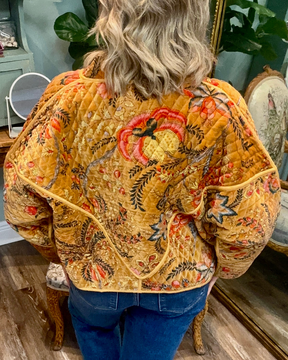 Quilted Velvet Kimono Jacket