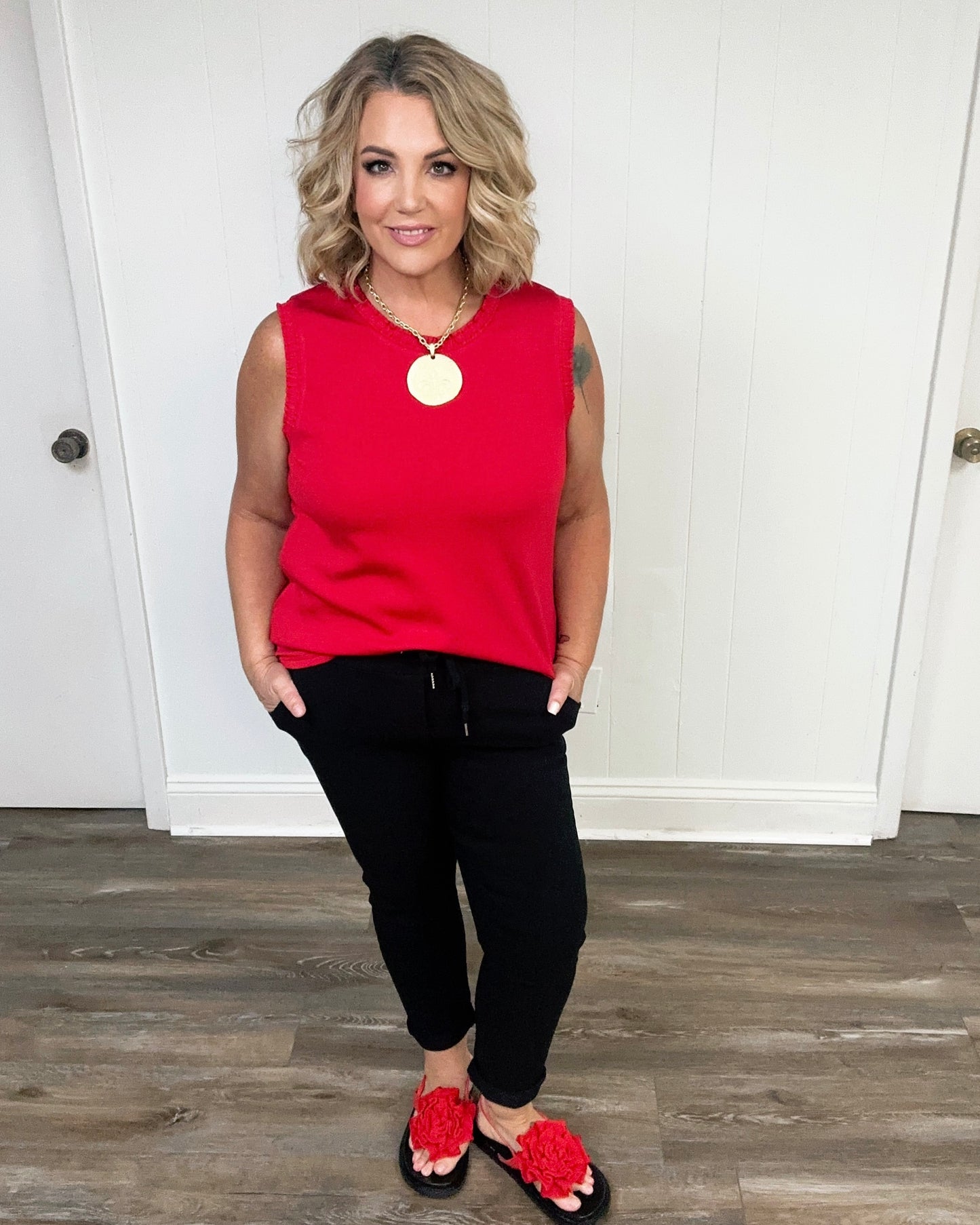 Sleeveless Red Top