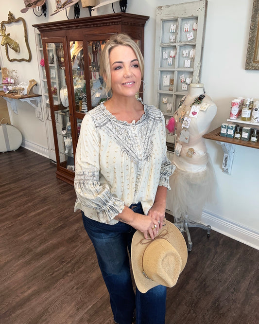 Ivory Blouse with Gold Embellishments