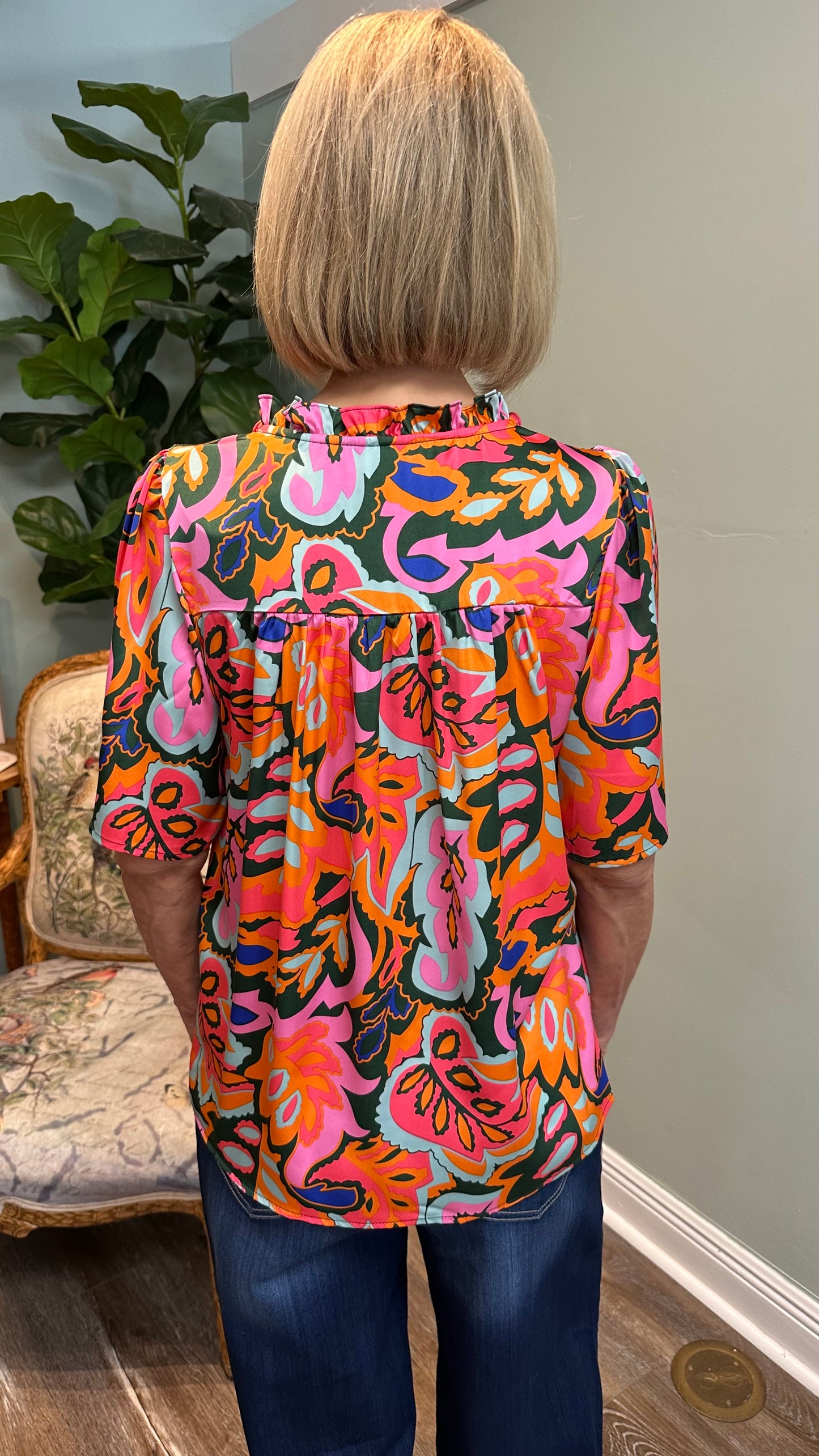 Multicolor Satiny Summer Top