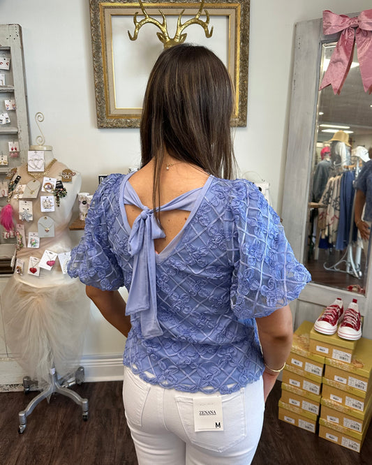 Floral Embellished Periwinkle Top