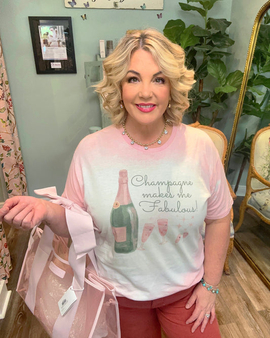 Champagne Makes Me Fab Bling Tee