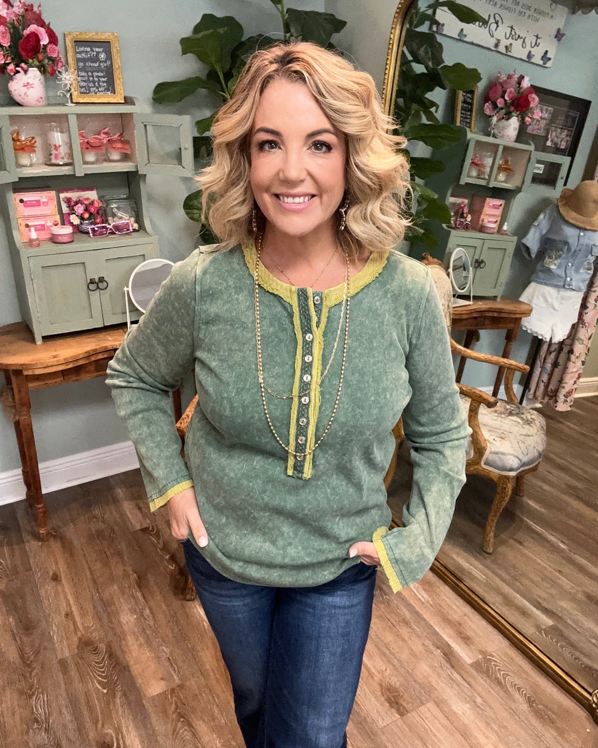 Textured Long Sleeve Top