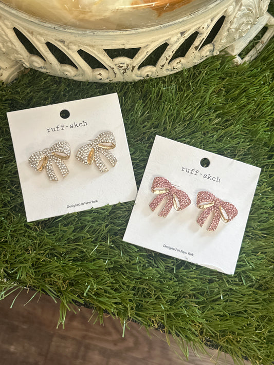 Rhinestone Paved Bow Earrings