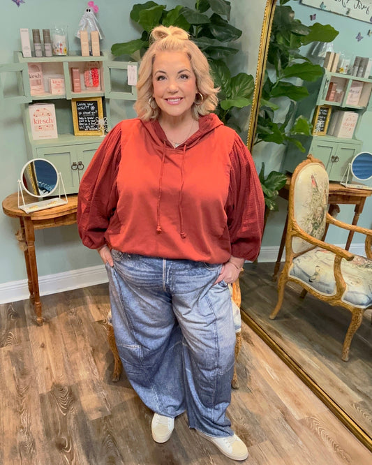 Faux Denim - Terry Barrel Pants