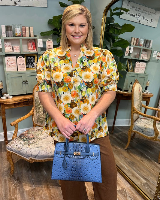 Camel & Floral Colored Top