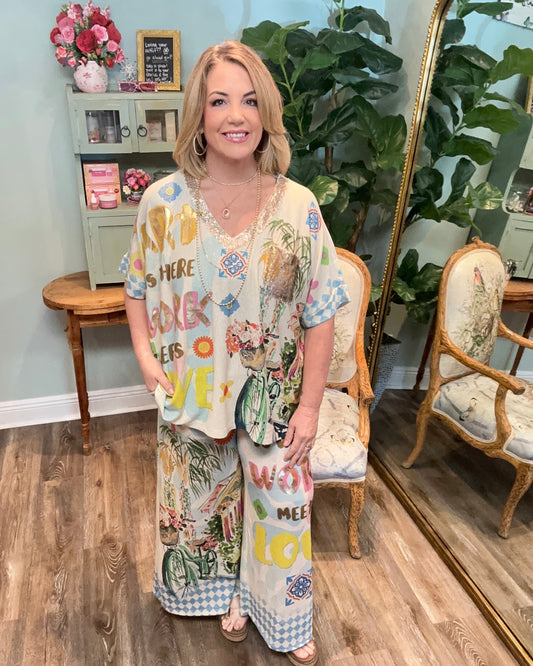 Shimmer Italian Print 2 Piece Set