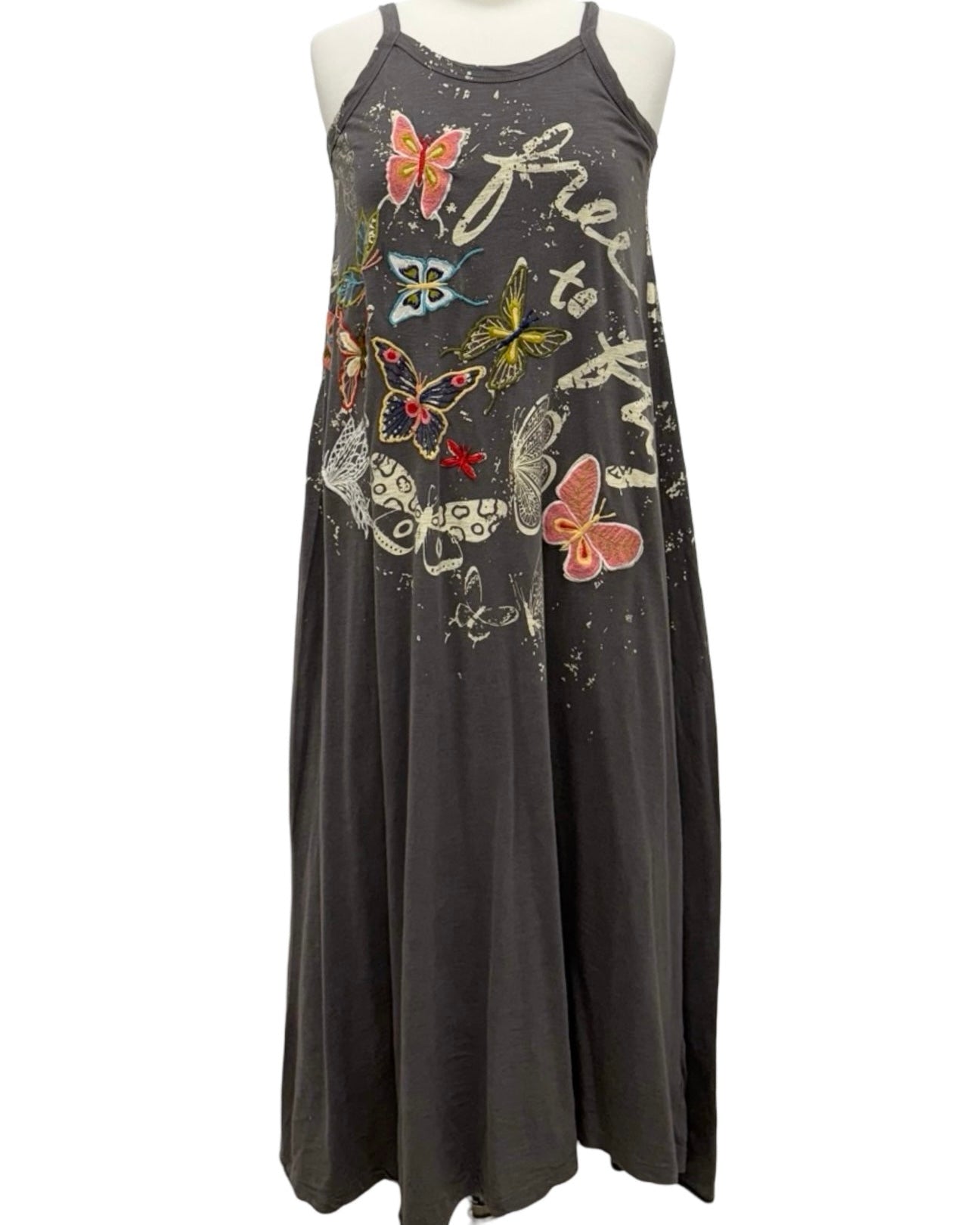 Butterfly Embroidered Long Tee Dress