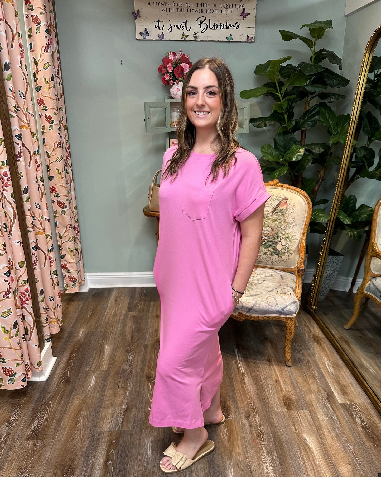 Short Sleeve T-shirt Dress with Pocket