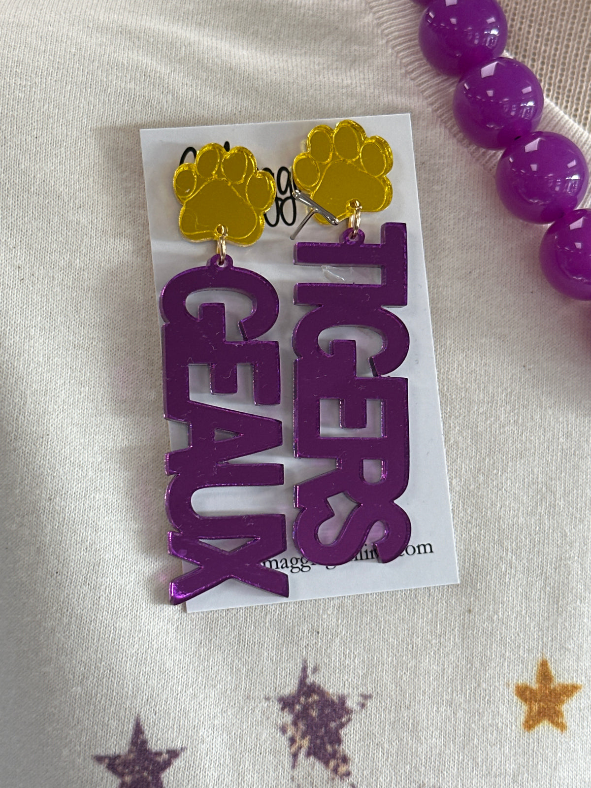 Mirrored Geaux Tigers Earrings