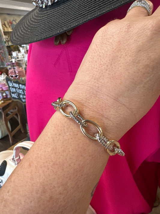 Gold and Silver Link Magnetic Bracelet
