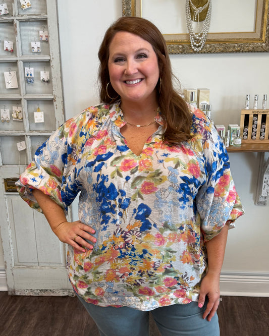 Watercolor Floral Blouse