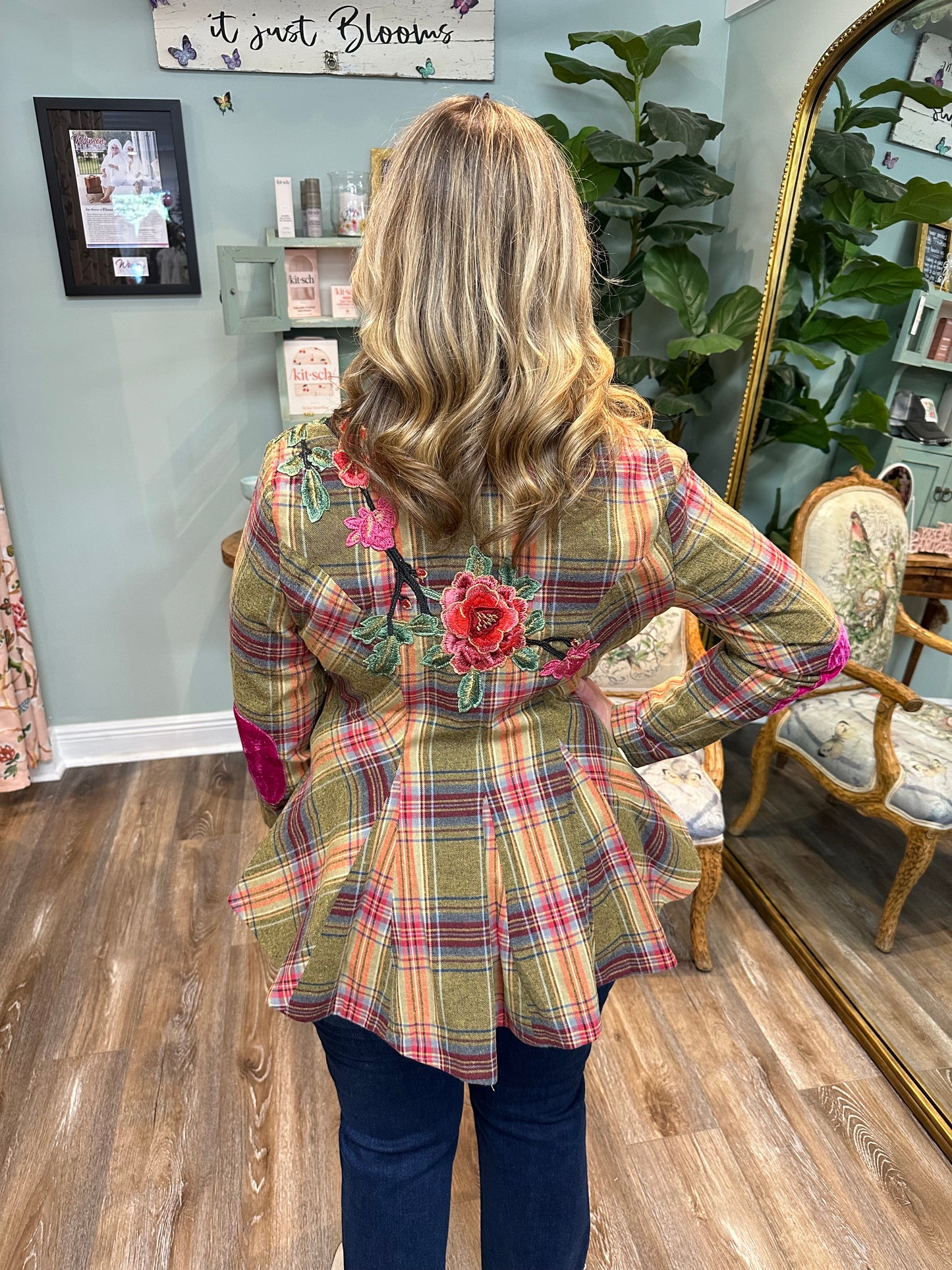 Olive Plaid Statement Blazer