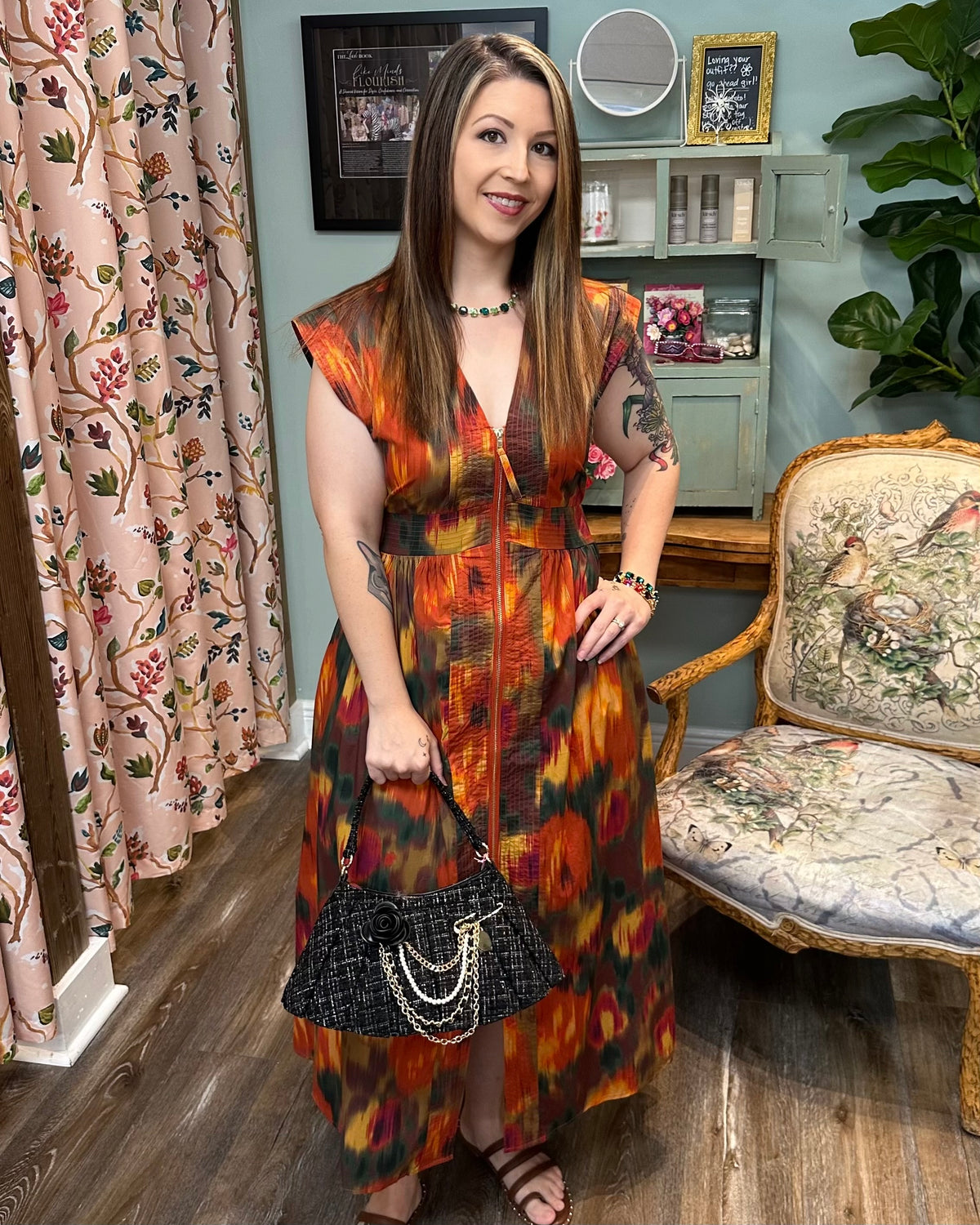 Front Zip Rust Dress
