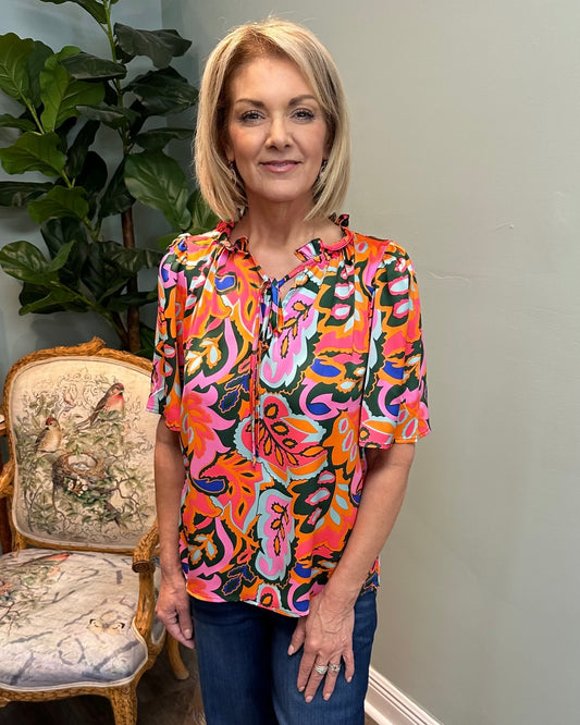 Multicolor Satiny Summer Top