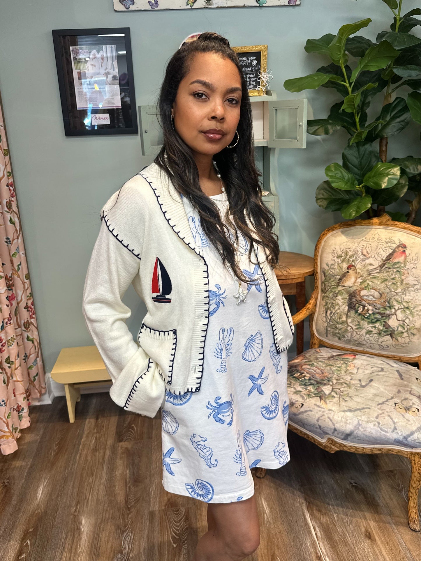 Sea Print Shift Dress