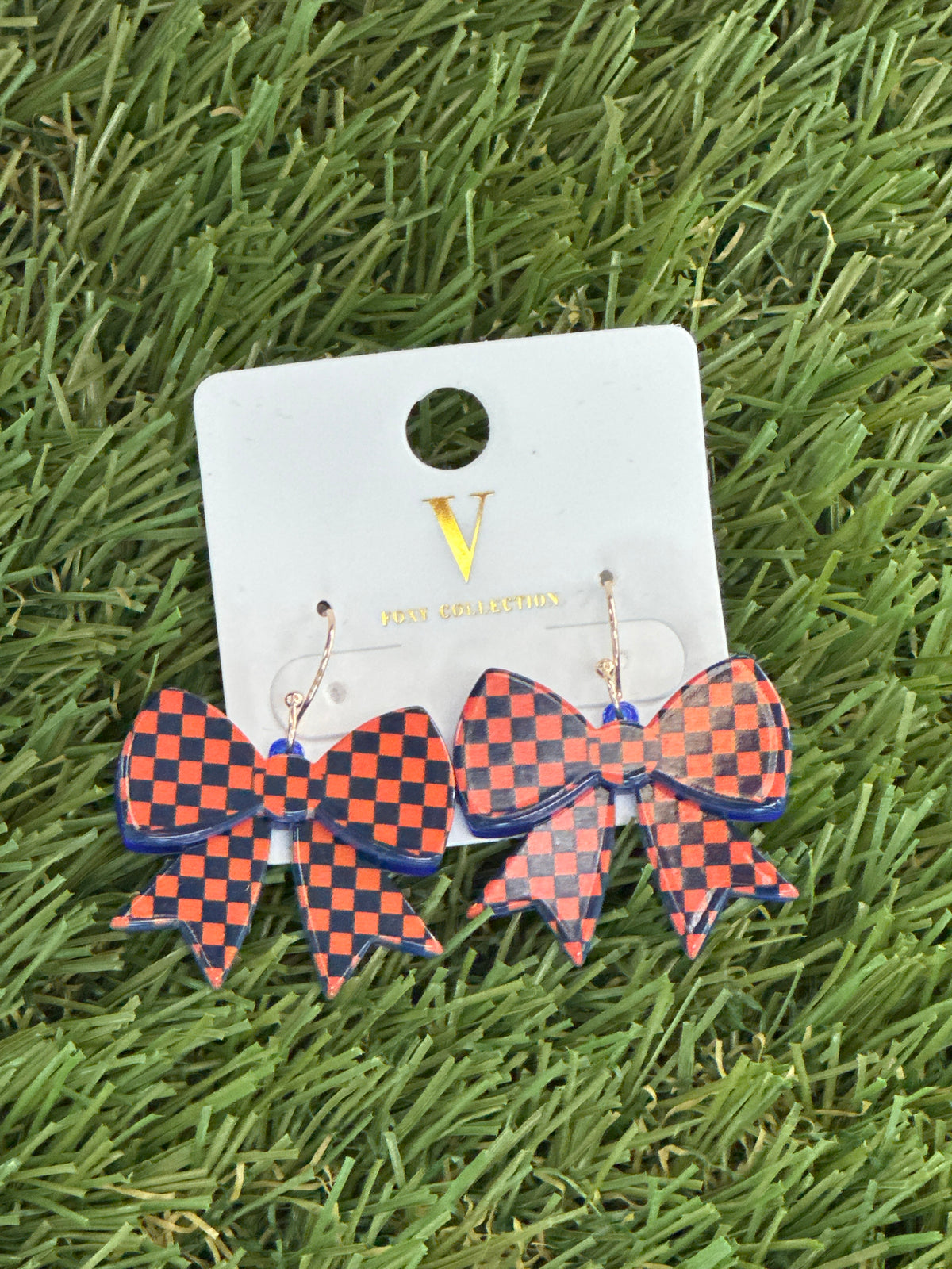 Orange and Blue Bow Earrings
