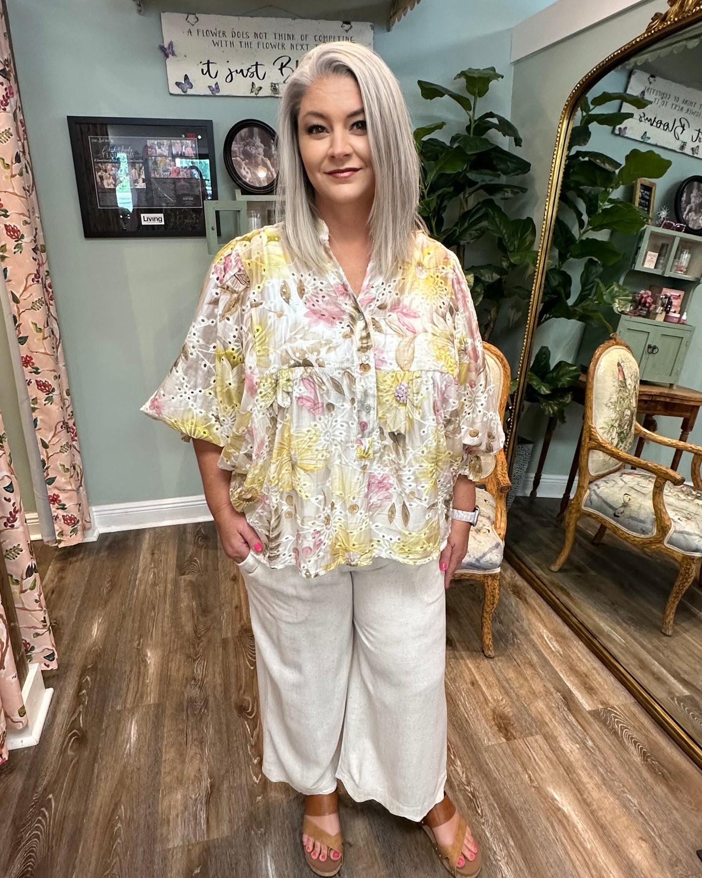 Floral Eyelet Blouse
