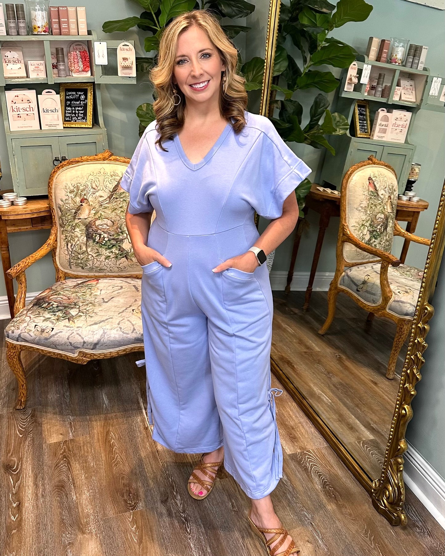 Knit Jumpsuit with Leg Tie