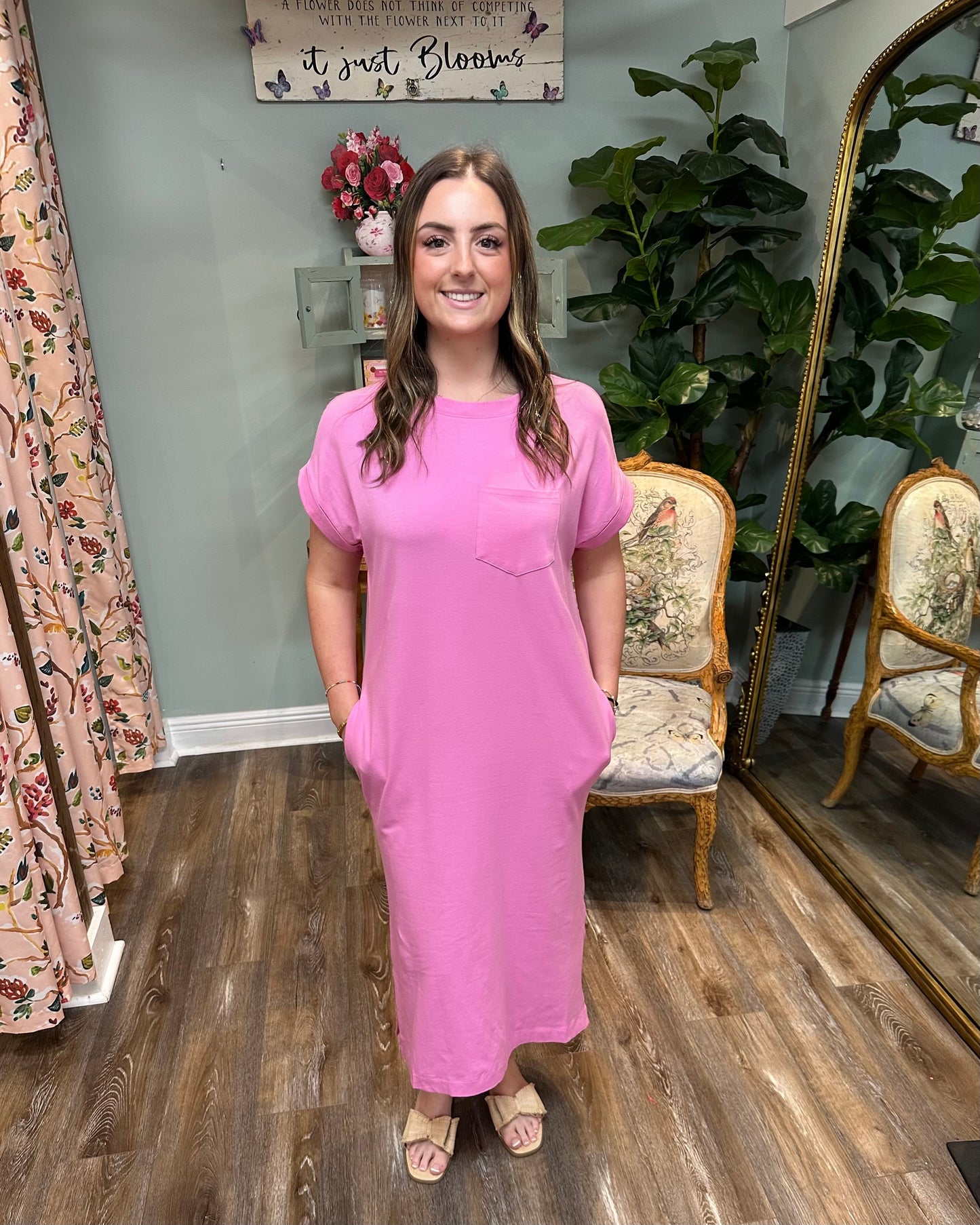 Short Sleeve T-shirt Dress with Pocket