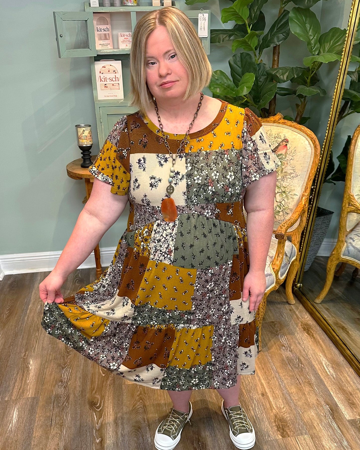 Patch Print Knit Dress