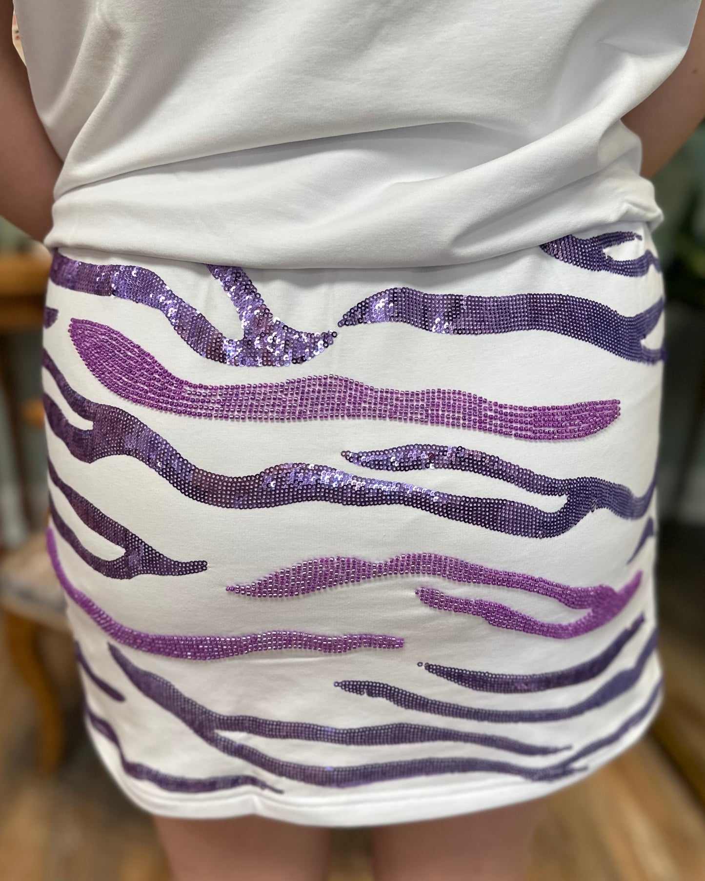 Sequin Tiger Stripe 2 Piece Skort Set