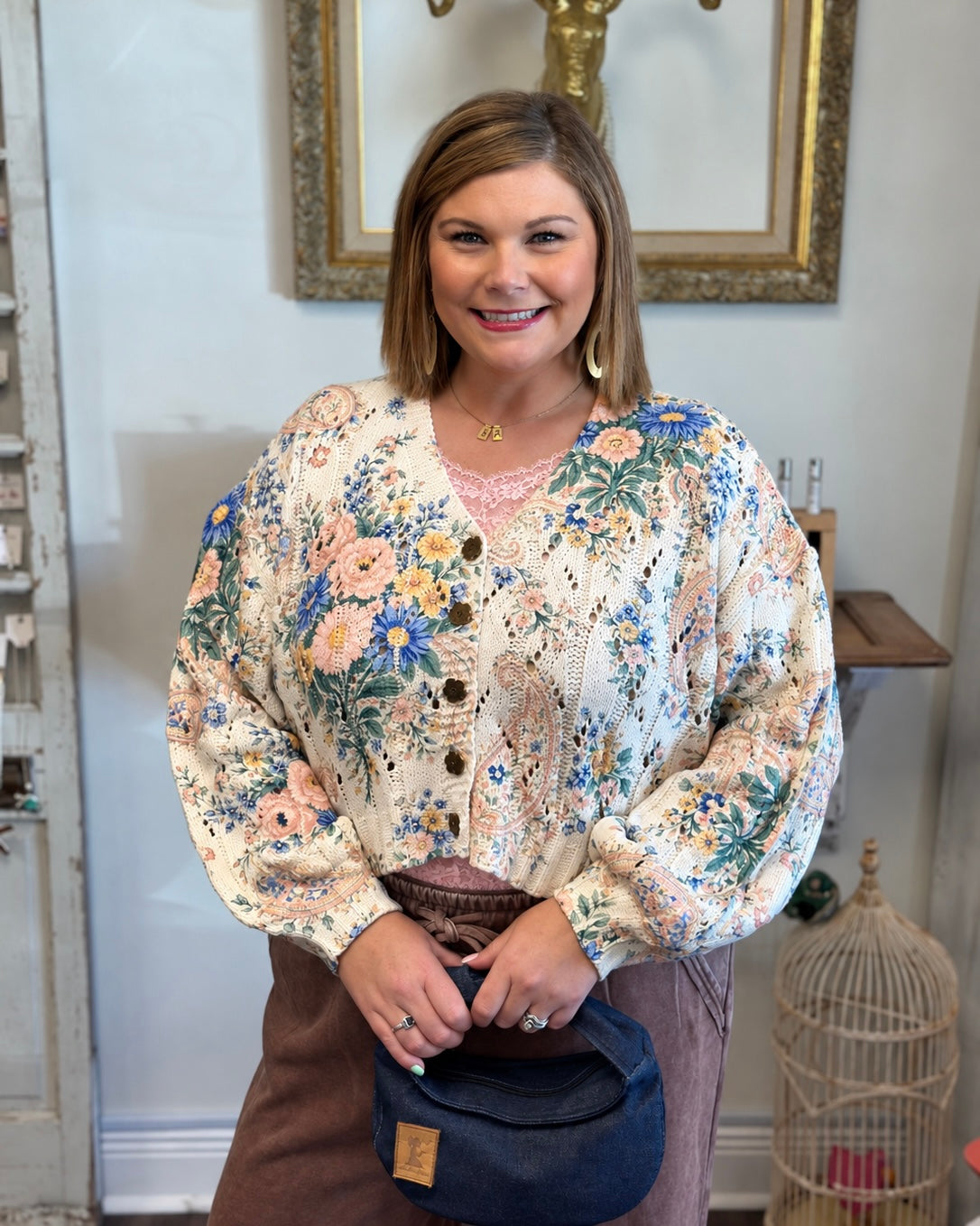 Floral Chenille Cardigan