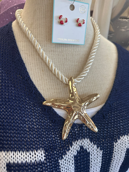 Rope and Starfish Neckalce